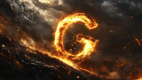 Blazing 'G' Amidst Flames and Darkness