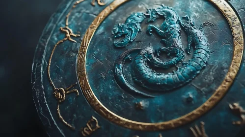 Teal Dragon Relief Sculpture