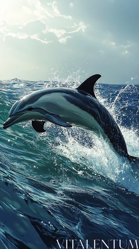 AI ART Oceanic Leap of a Dolphin