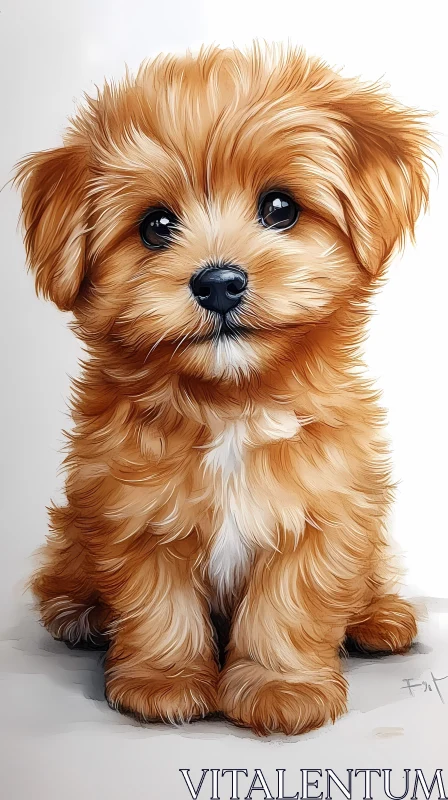 Charming Golden Brown Fluffy Puppy AI Image