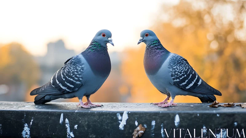 Two Pigeons Facing Each Other AI Image