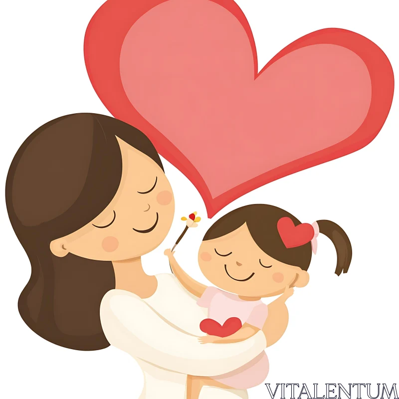 Heartfelt Motherhood Illustration AI Image