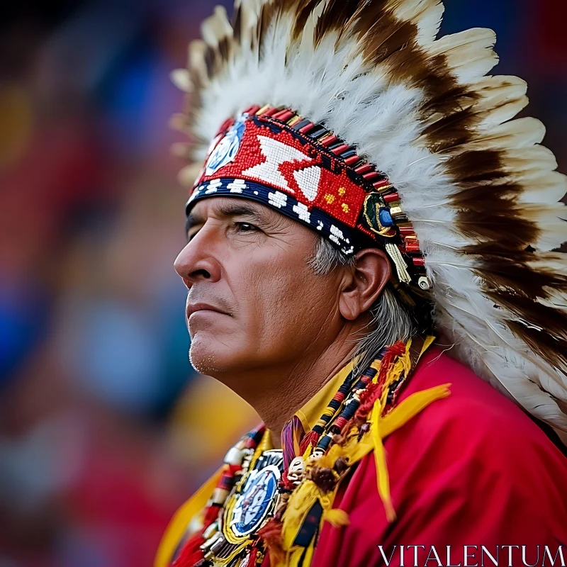 AI ART Indigenous Man with Feathers