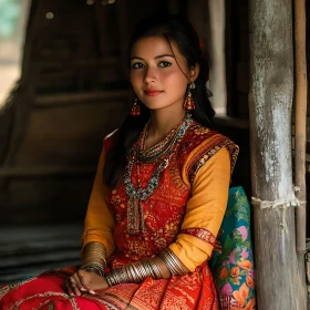 Serene Woman in Traditional Attire