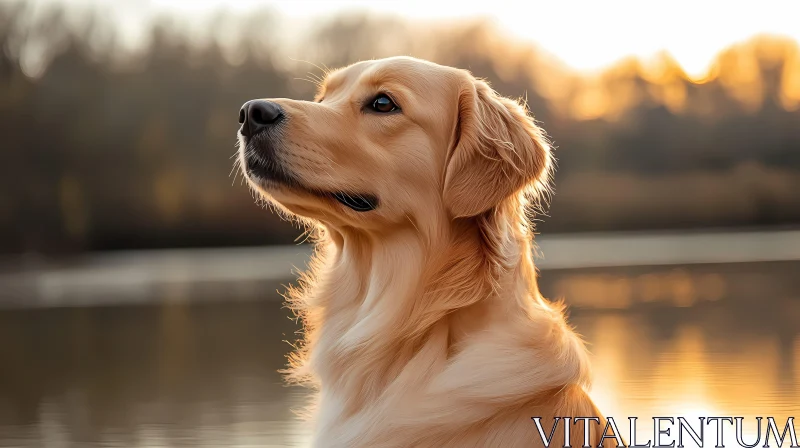 Sunset Serenity with a Golden Retriever AI Image