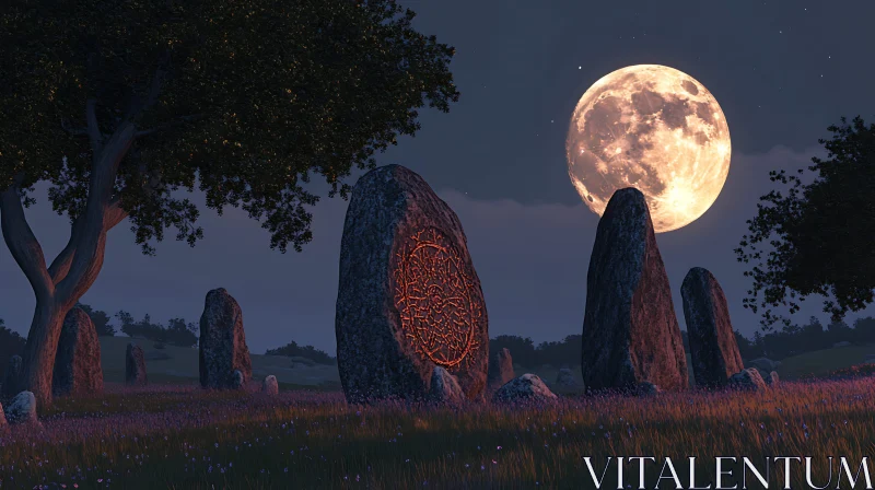 AI ART Ancient Stones Under Moonlight