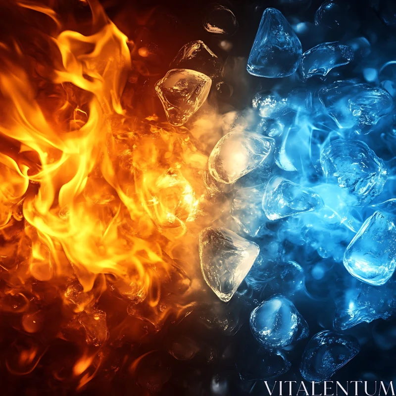 Heat vs Cold: Fire and Ice in Harmony AI Image