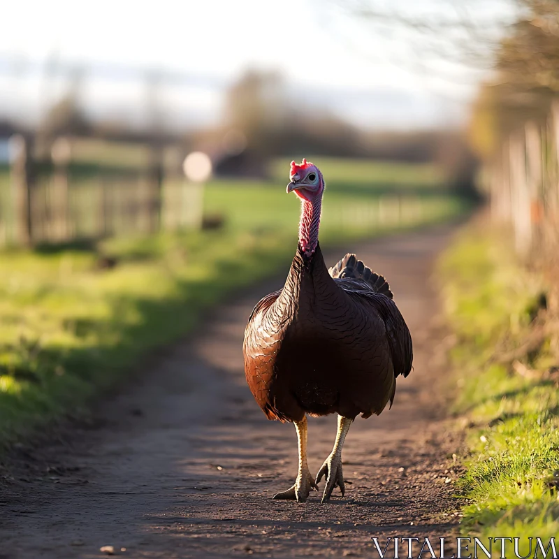 Turkey on a Rural Path AI Image