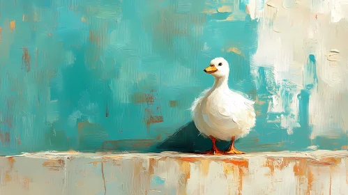 Whimsical Duck on Textured Background