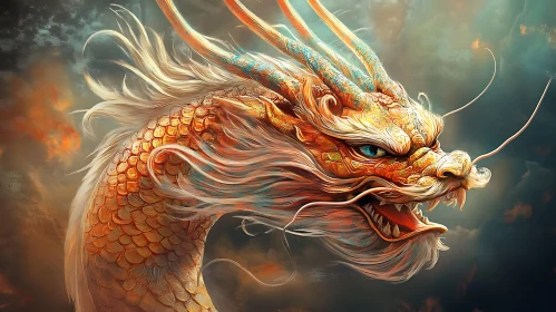 Mythical Golden Dragon Digital Art