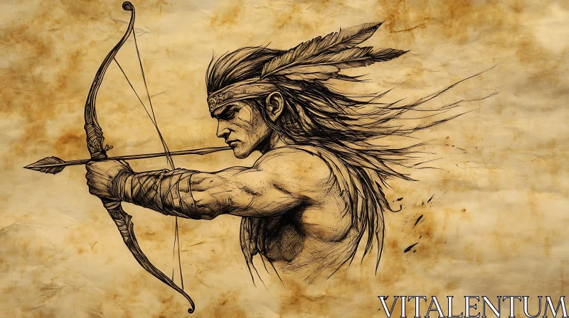 AI ART Ancient Warrior with Bow and Arrow