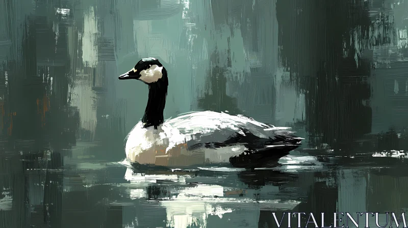 Artistic Goose on Tranquil Lake AI Image