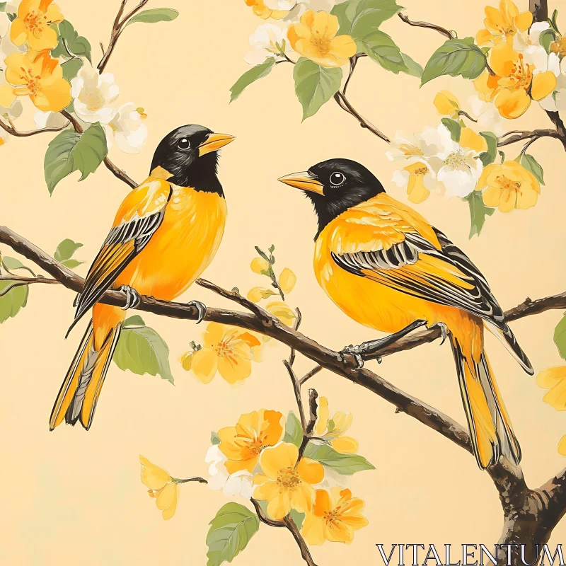 Orioles in Bloom Fine Art Print AI Image