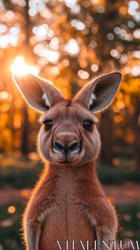 Sunset Kangaroo Portrait AI Image