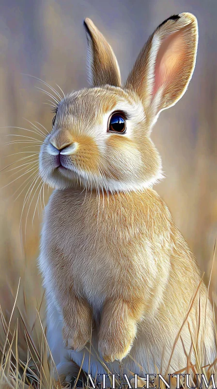 Gentle Rabbit in Tall Grasses AI Image