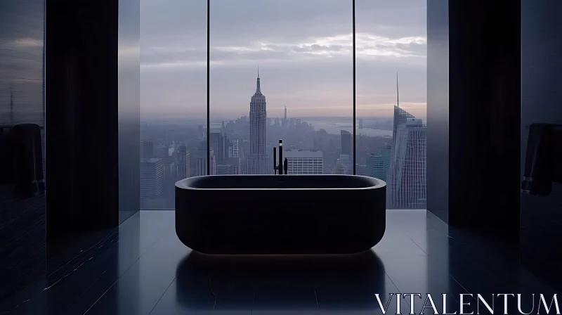 Luxurious City View Bathroom Design AI Image