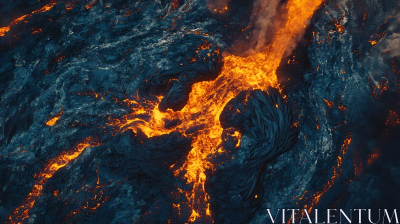 Molten Lava and Volcanic Eruption AI Image