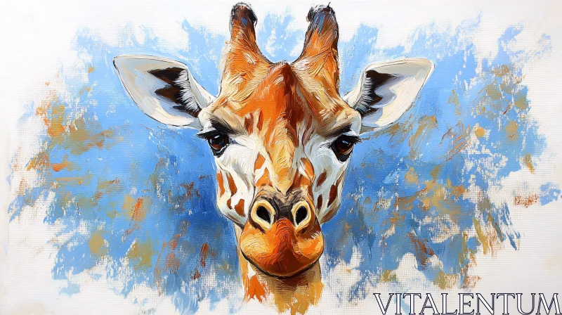 Colorful Giraffe Art on Abstract Background AI Image