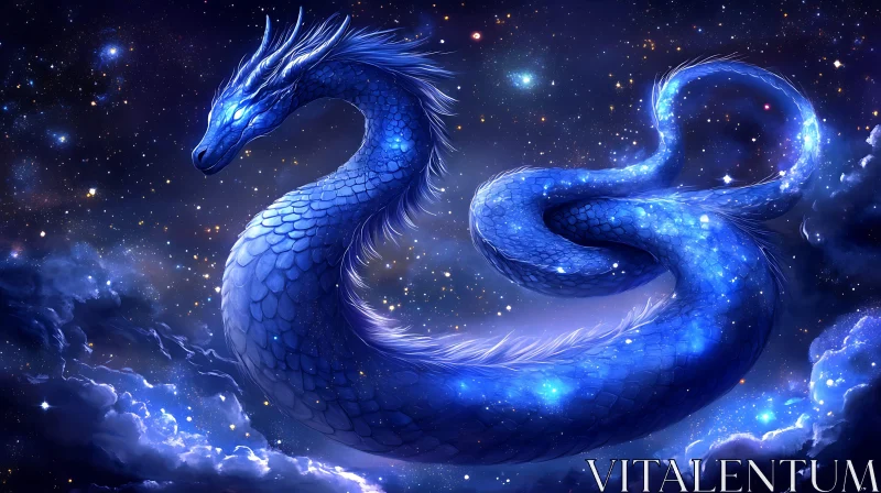 AI ART Cosmic Dragon Among the Stars