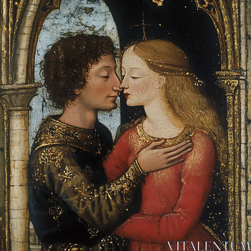 Romantic Medieval Era Kissing AI Image