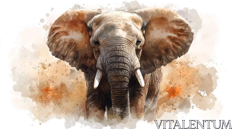 Watercolor Elephant Art AI Image