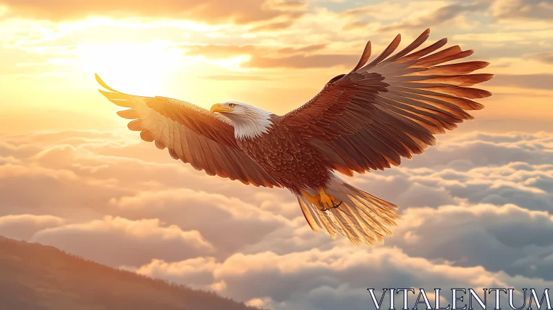 AI ART Eagle in Flight Above Clouds