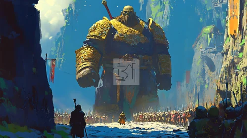 Colossal Giant Confronts Army