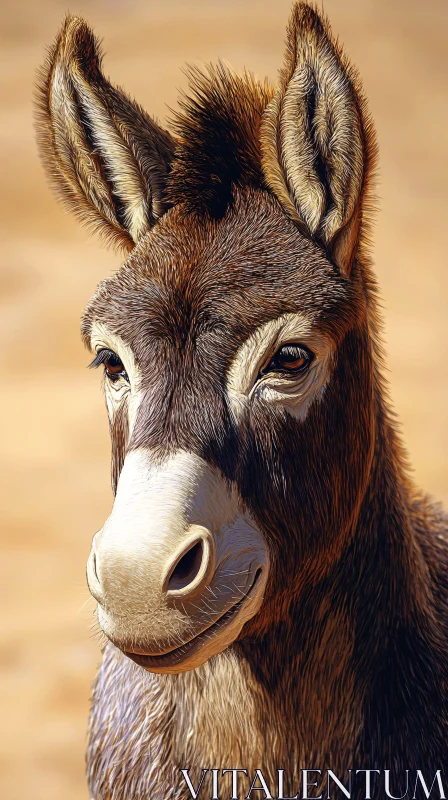 Donkey Close-Up Art AI Image