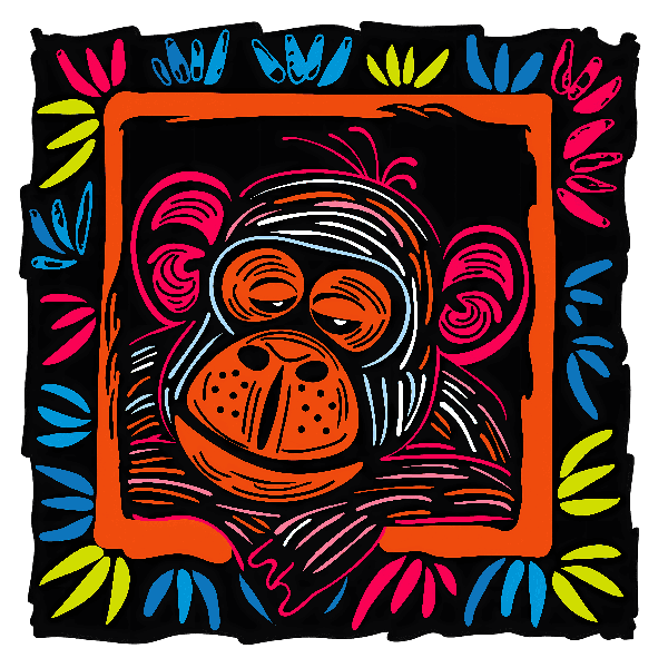 POD Design Vibrant Monkey Pattern Art