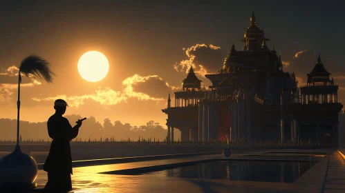 Sunset Silhouette at the Temple