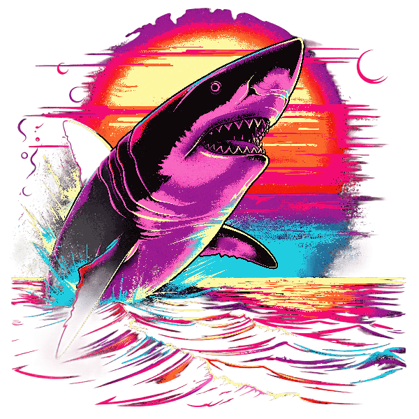 Shark Leaping at Sunset POD Design