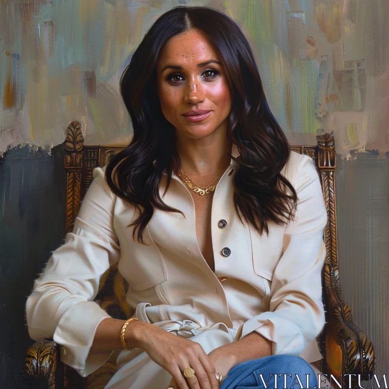 Stylish Meghan Markle Painted Portrait AI Image