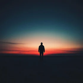 Figure at Dusk: Contemplation on the Horizon