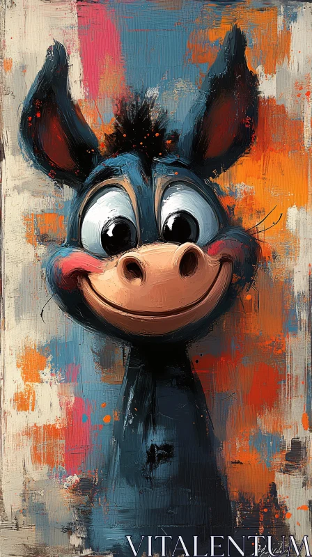 Playful Donkey Painting AI Image