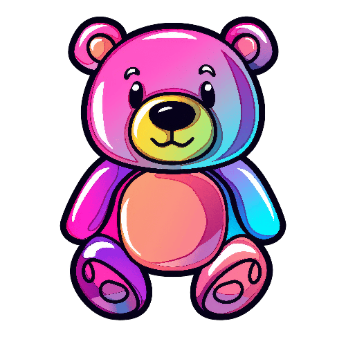 Colorful Cartoon Teddy Bear with Friendly Smile Illustration