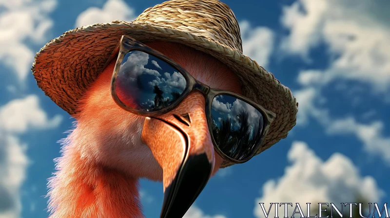 Cool Flamingo Enjoying Sunny Day AI Image