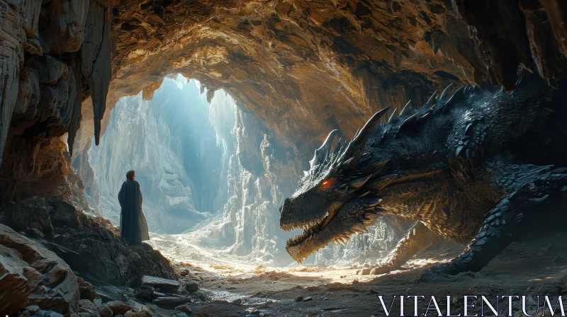 Dragon's Lair - Exquisite Digital Painting of a Majestic Creature AI Image
