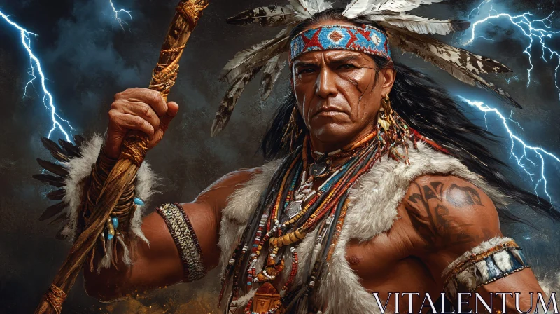 Tribal Leader in Storm AI Image