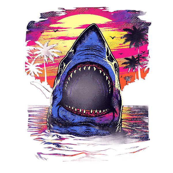 Tropical Shark T-Shirt Art POD Design