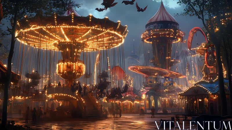 AI ART Fairytale Carousel in Golden Light