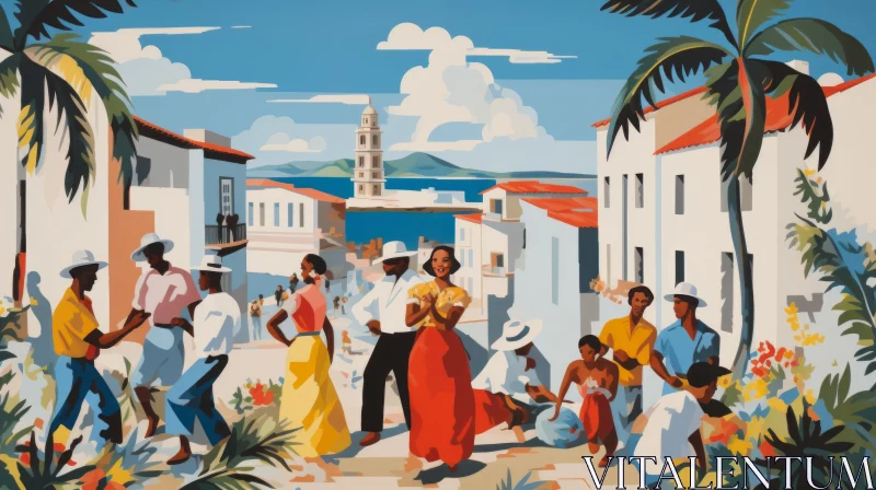 Lively Coastal Town Festivities: A Blend of Tradition and Vibrance AI Image