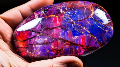 Rainbow-Colored Opalite Slice - An Intricate Display of Colors