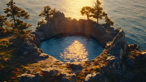 Sunset Reflections on Coastal Rock Pool