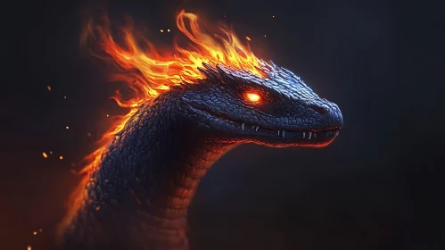 Flaming Dragon Fantasy Artwork