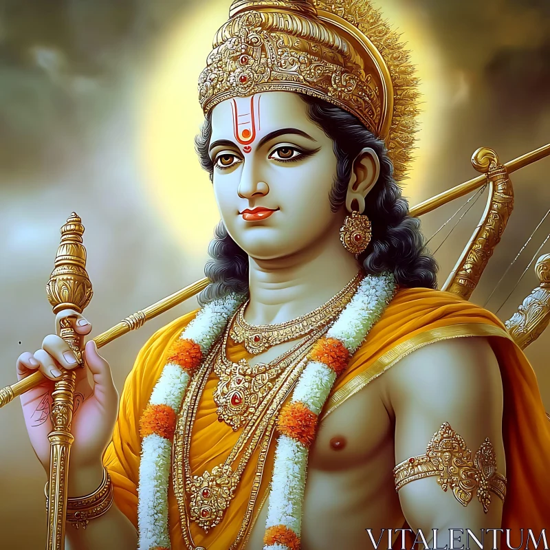 Divine Rama: A Golden Portrait AI Image