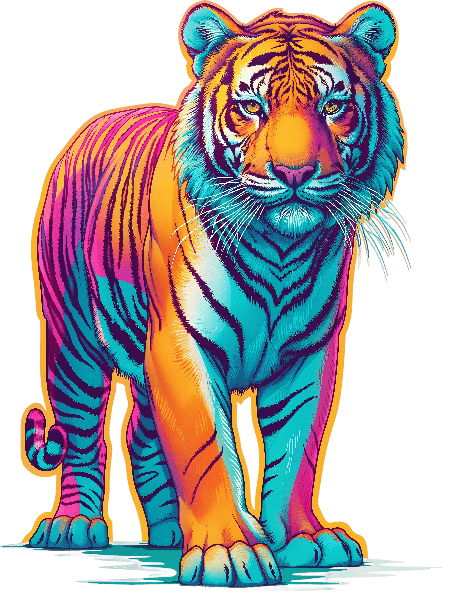 POD Design Vibrant Tiger T-Shirt Art