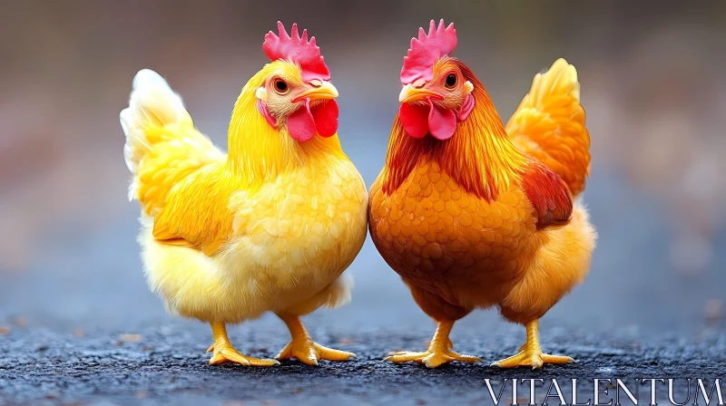 Pair of Lively Chickens AI Image