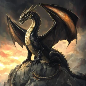 Dragon Perched on a Mountain