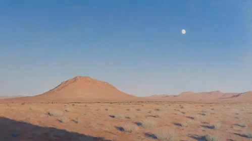 Tranquil Desert with Mountain and Clear Sky