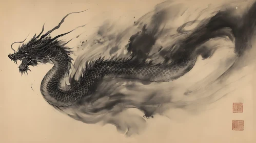 Ink Dragon Art: Mystical Creature Painting